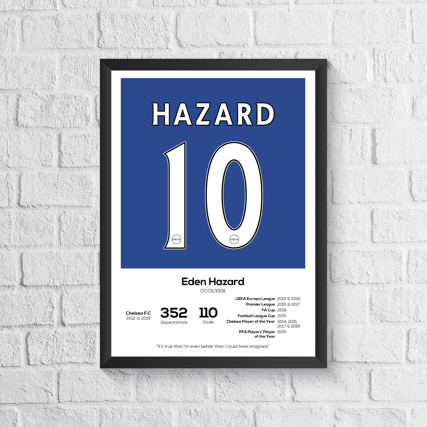 Eden Hazard Chelsea Legend Stats Print