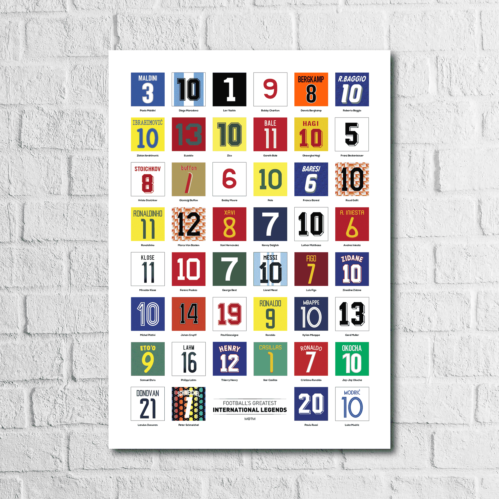 International Football Legends Print Soccer Man Cave Wall Art