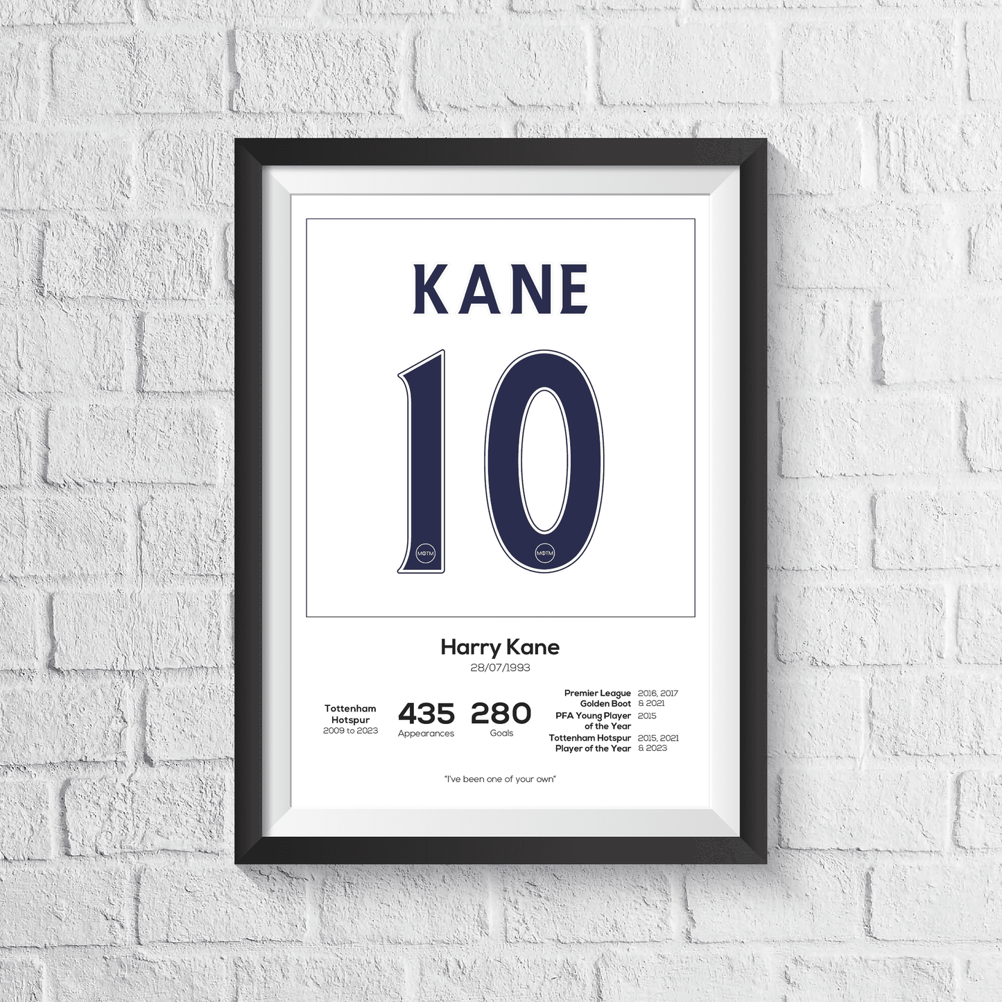 Harry Kane Tottenham Hotspur Legend Stats Print