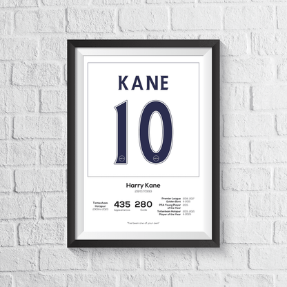 Harry Kane Tottenham Hotspur Legend Stats Print