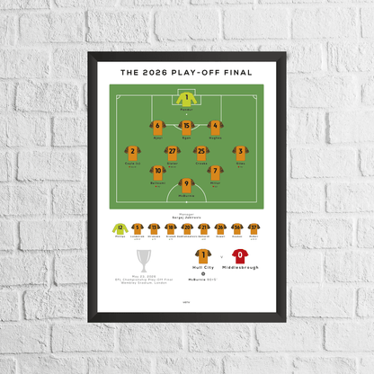Hull City vs Middlesbrough 2026 Championship Play-Off Final Match Print - Man of The Match Football