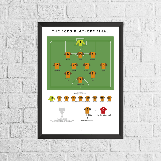 Hull City vs Middlesbrough 2026 Championship Play-Off Final Match Print - Man of The Match Football