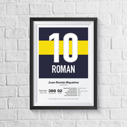 Juan Roman Riquelme Boca Juniors Legend Stats Print