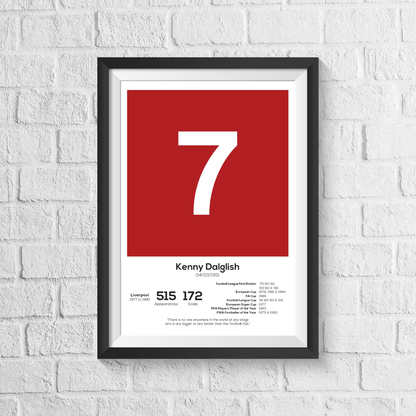 Kenny Dalglish Liverpool Legend Stats Print