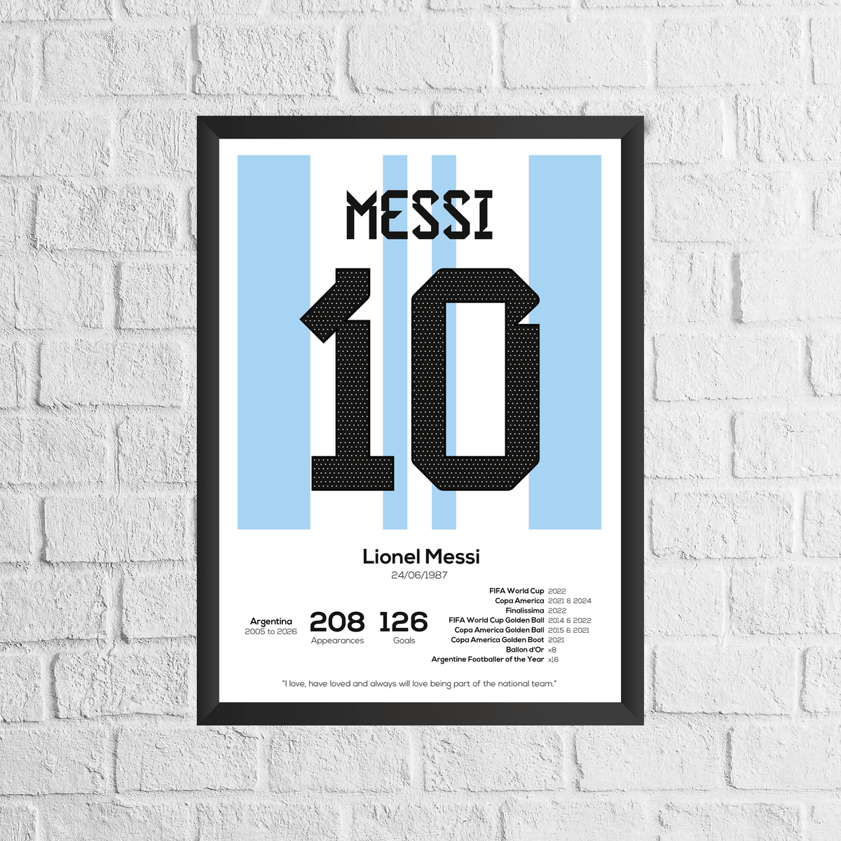 Lionel Messi Argentina Legend Stats Print - Man of The Match Football