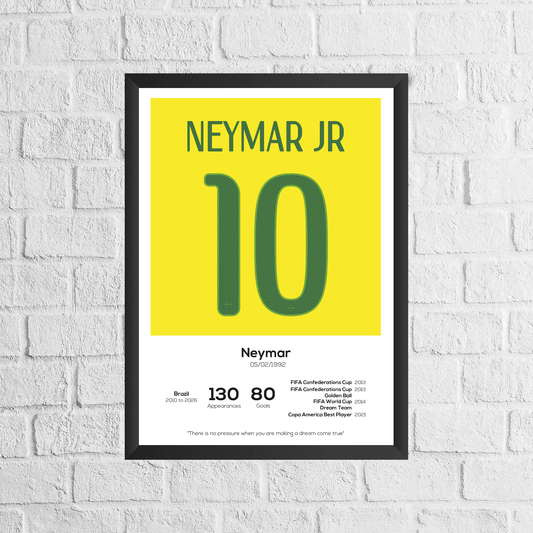 Neymar Brazil Legend Stats Print - Man of The Match Football