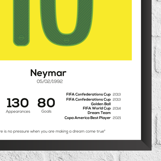 Neymar Brazil Legend Stats Print - Man of The Match Football