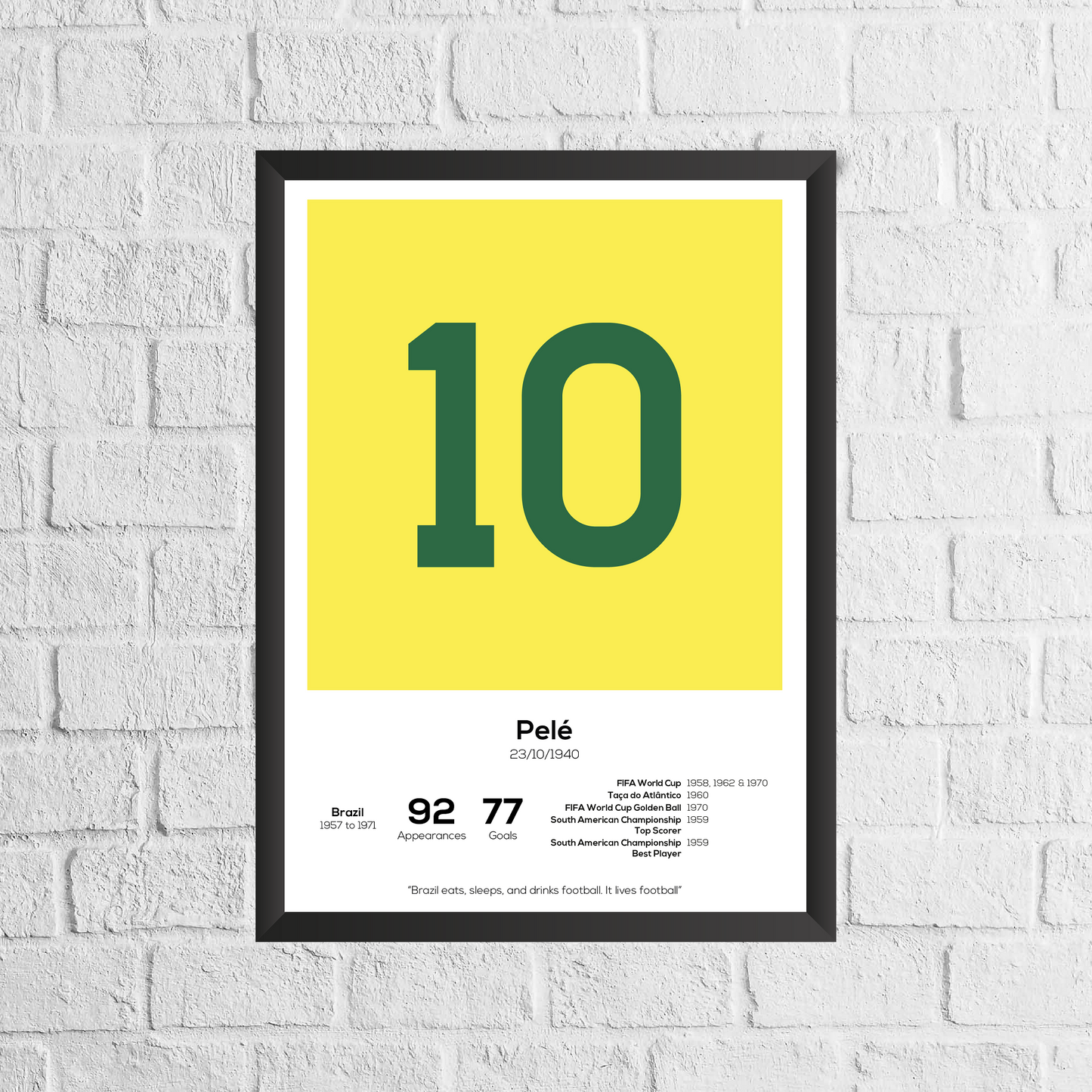 Pele Brazil Legend Stats Print