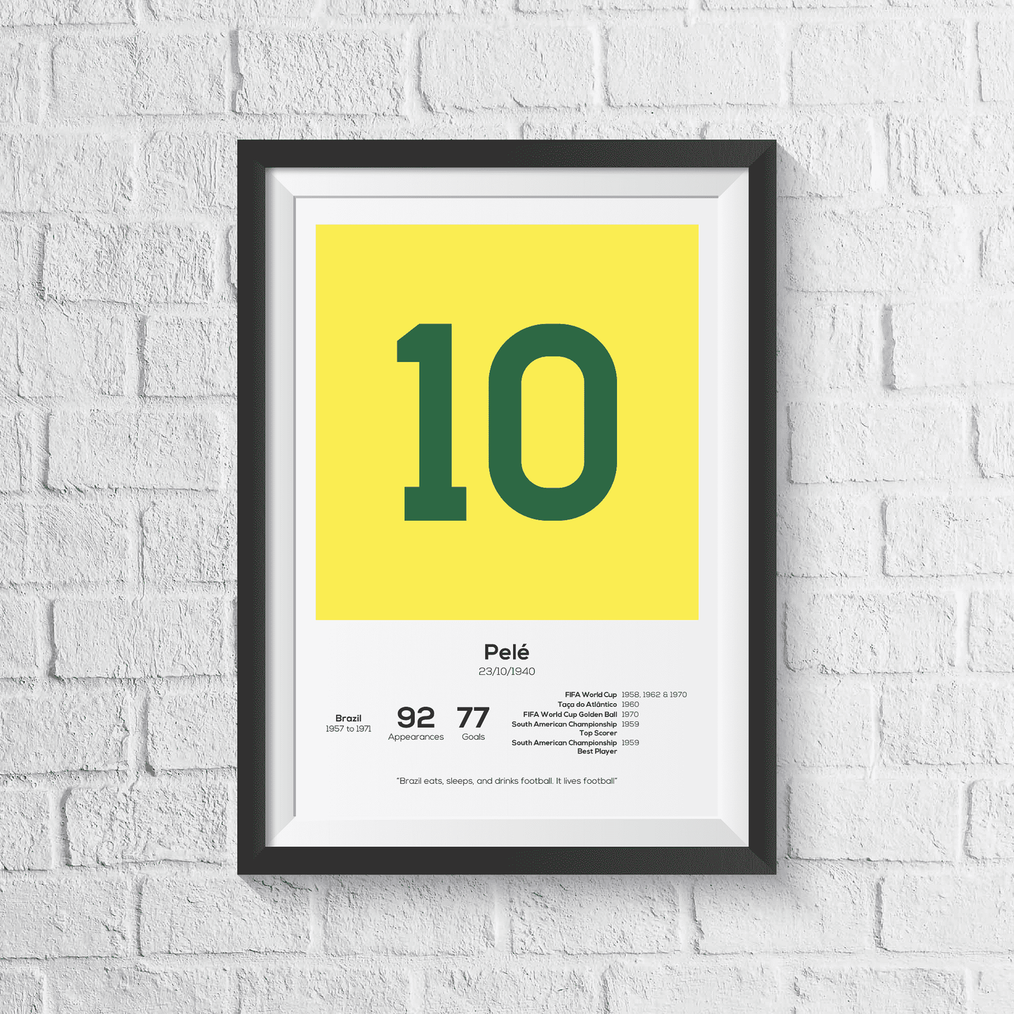 Pele Brazil Legend Stats Print