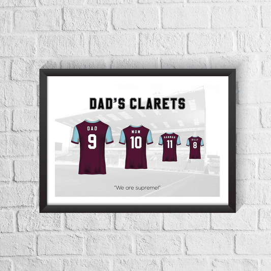 Personalised Burnley FC Family Print