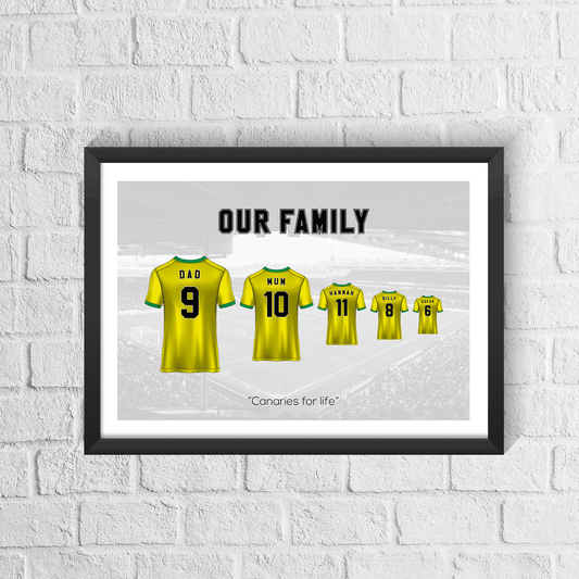 Personalised Norwich City Family Print