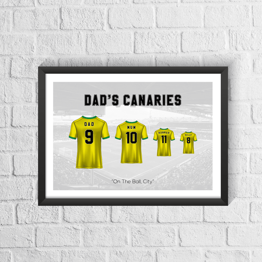 Personalised Norwich City Family Print