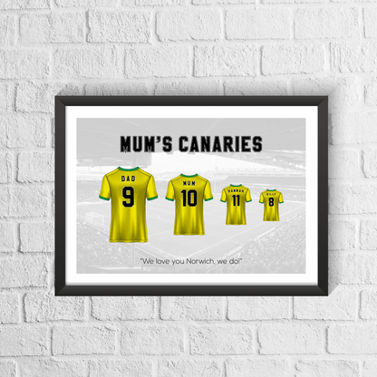 Personalised Norwich City Family Print