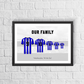 Personalised Sheffield Blue Stripes Family Print
