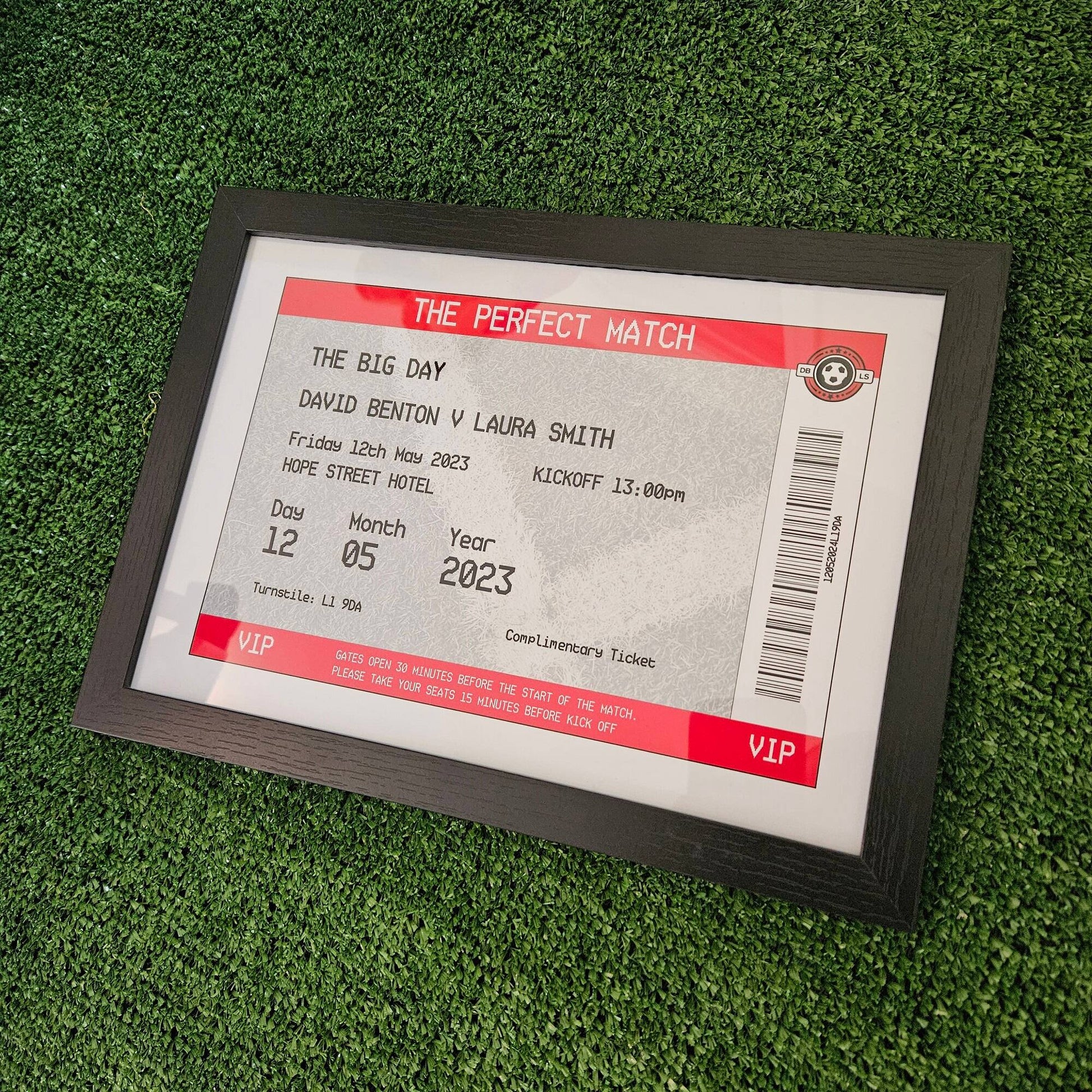 Personalised Football Ticket Wedding Print - Man of The Match Football