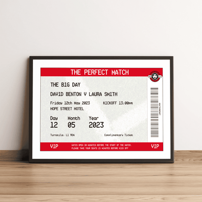 Personalised Football Ticket Wedding Print - Man of The Match Football