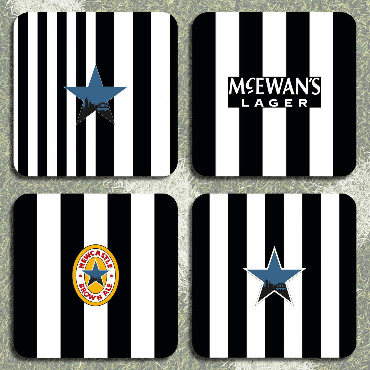 Newcastle United Retro Home Kits Football Coasters - Set of 4