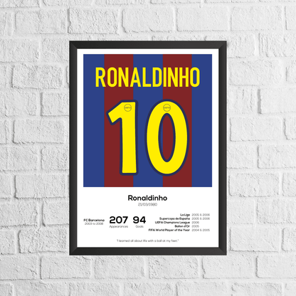 Ronaldinho Legend Stats Print - Man of The Match Football