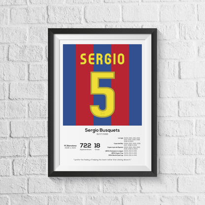 Sergio Busquets FC Barcelona Legend Stats Print