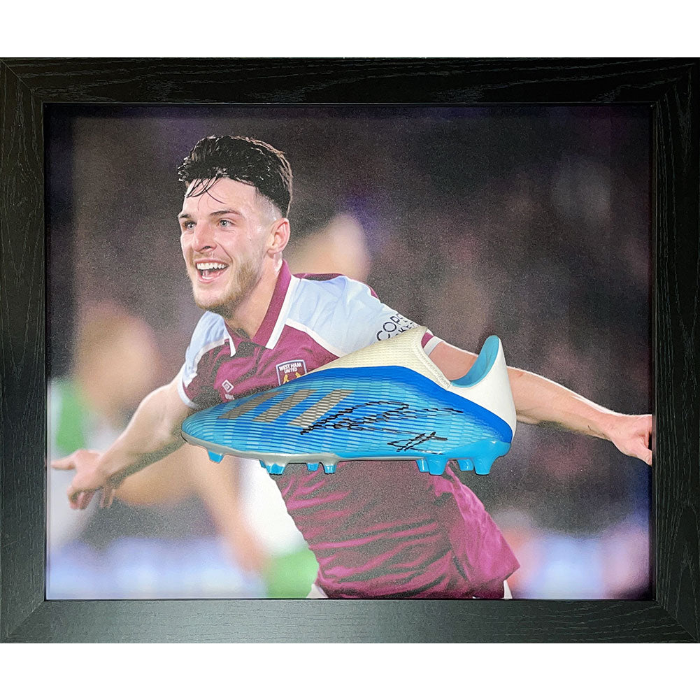 West Ham United FC Rice Signed Boot (Framed) - Man of The Match Football
