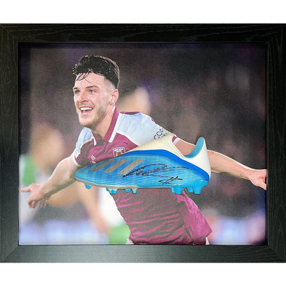West Ham United FC Rice Signed Boot (Framed) - Man of The Match Football