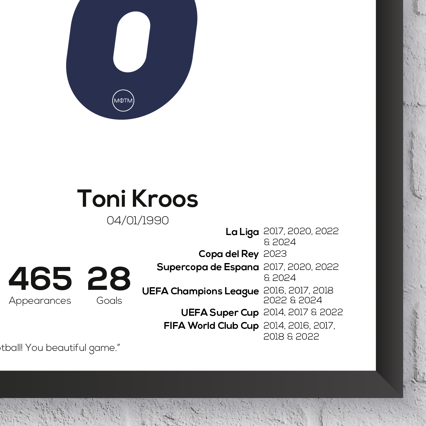 Toni Kroos Legend Stats Print