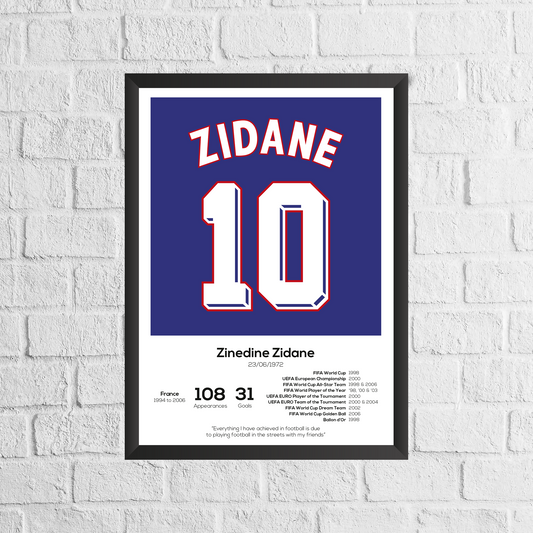 Zinedine Zidane Francia Leyenda Estadísticas Imprimir