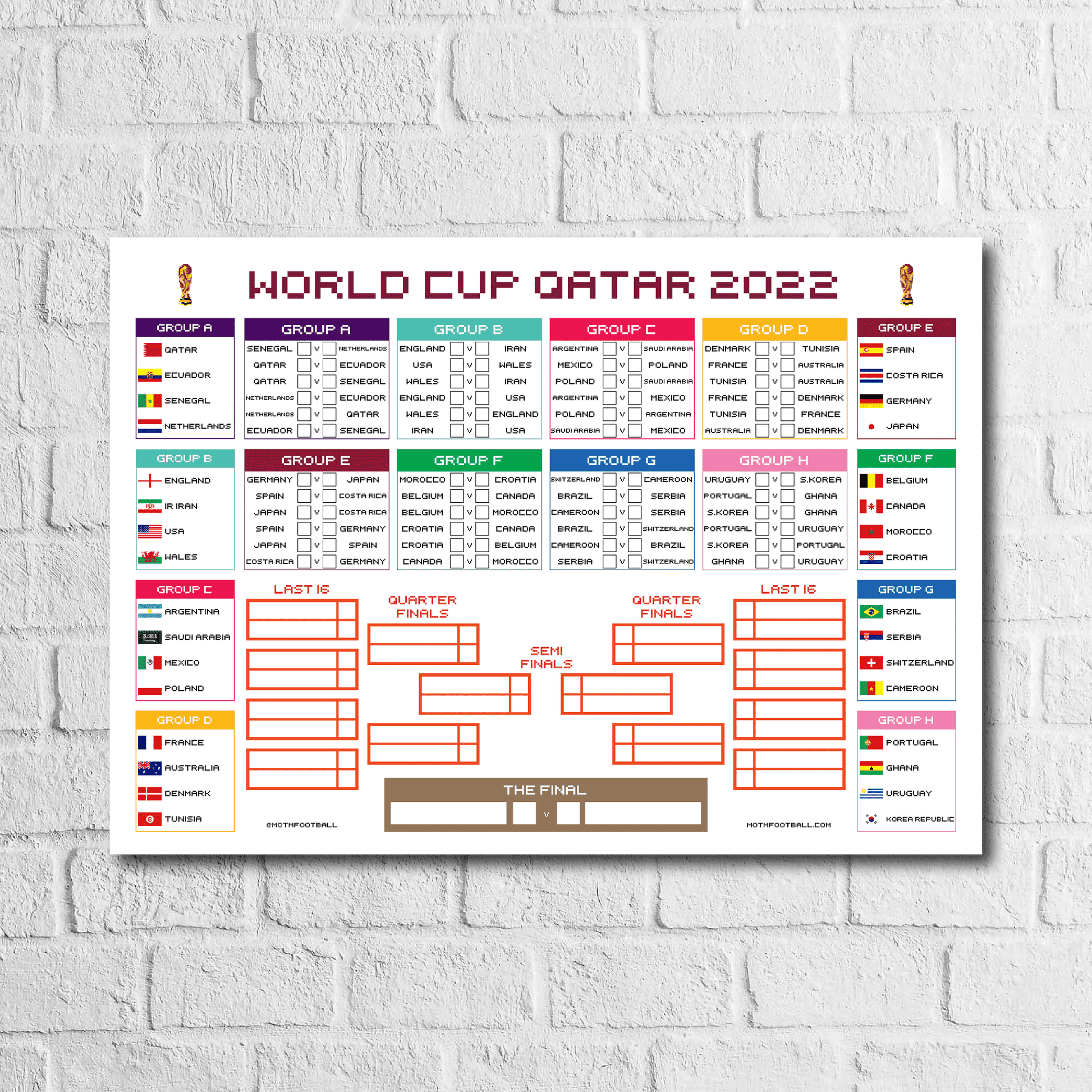 Retro Qatar 2022 World Cup Wall Chart - Man of The Match Football