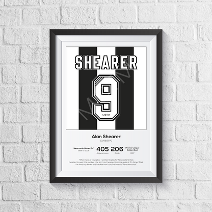 Alan Shearer Newcastle United Legend Stats Print - Man of The Match Football
