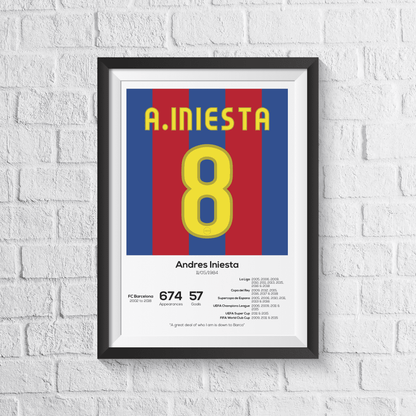 Andres Iniesta FC Barcelona Legend Stats Print