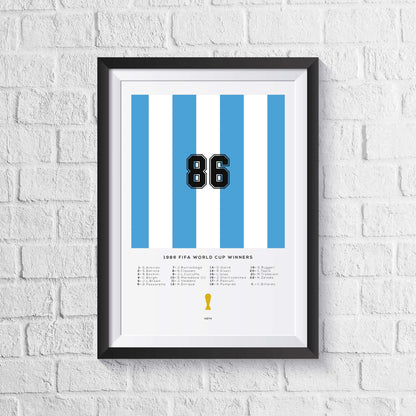 Argentina 1986 World Cup Squad Print - Man of The Match Football