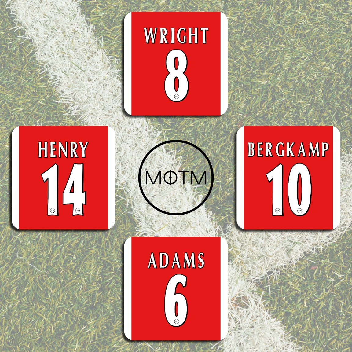 Arsenal Premier League Legends Football Coasters - Set of 4 - Man of The Match Football