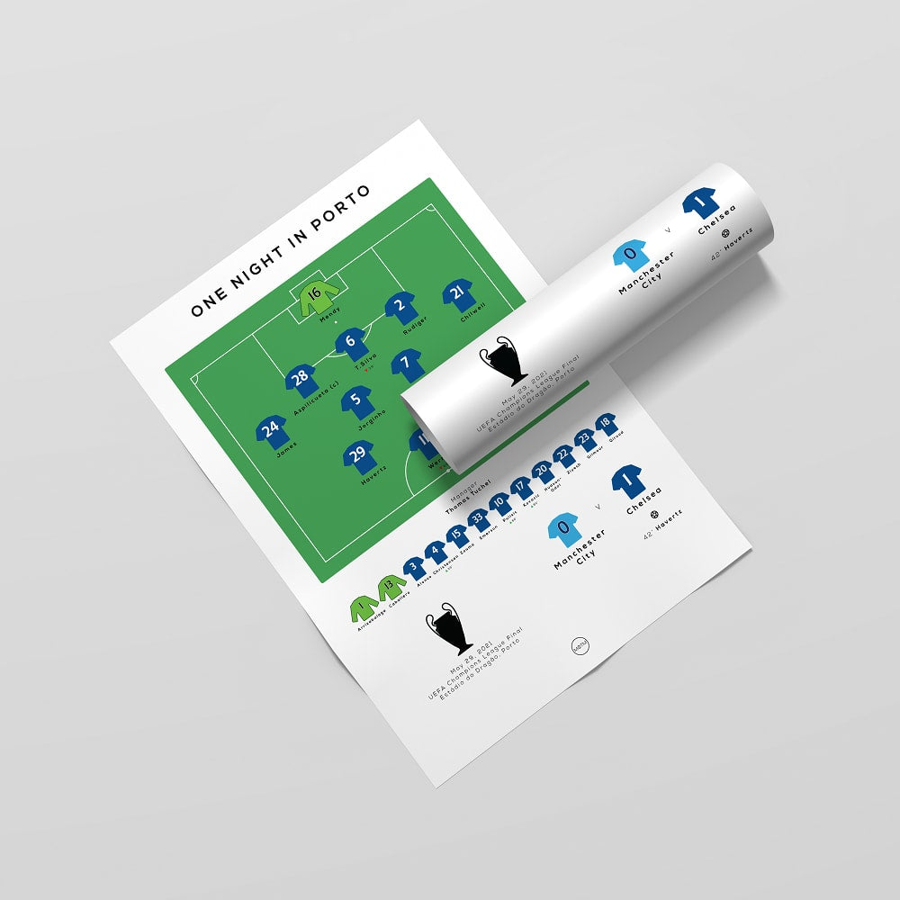 Chelsea vs Manchester City 2021 Champions League Final Print - Man of The Match Football