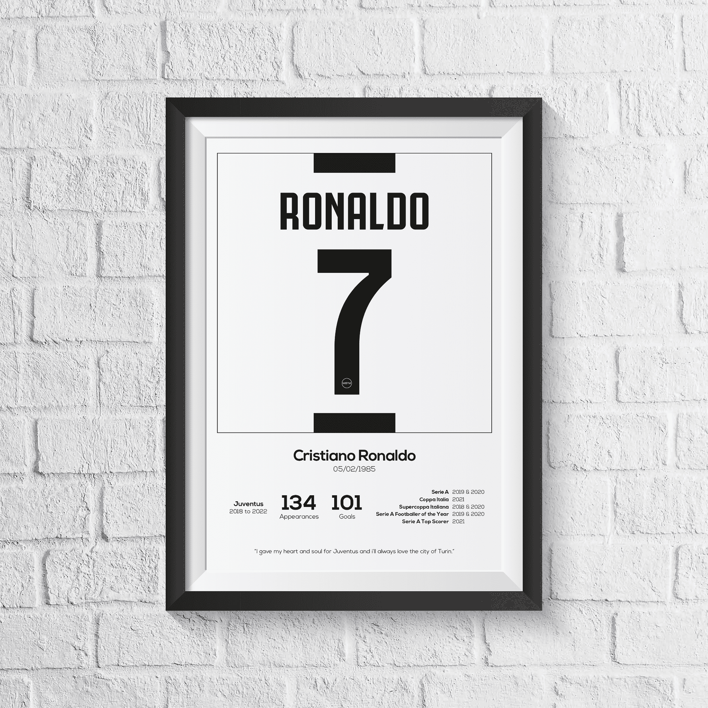 Cristiano Ronaldo Juventus Legend Stats Print