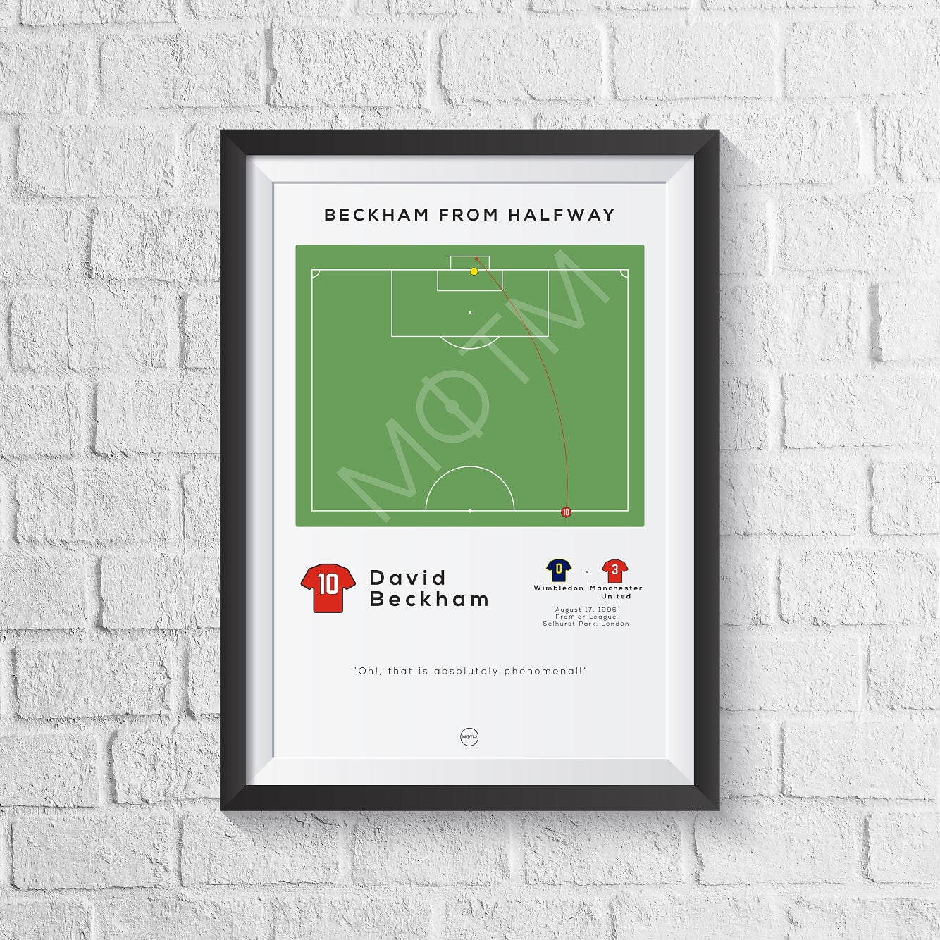 David Beckham Halfway Goal Print - Man of The Match Football