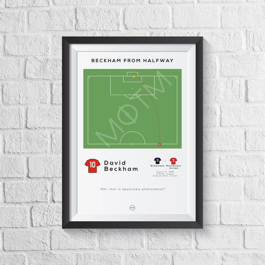 David Beckham Halfway Goal Print - Man of The Match Football