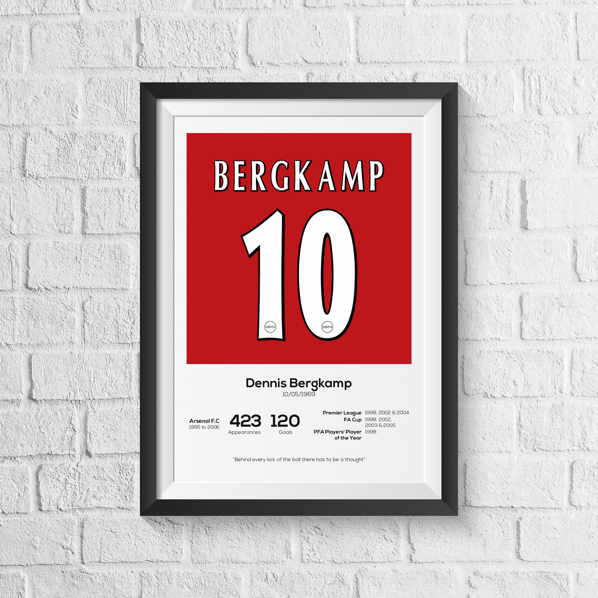 Dennis Bergkamp Arsenal Legend Stats Print - Man of The Match Football