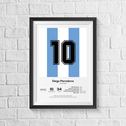 Diego Maradona Argentinien Legend Statistikdruck
