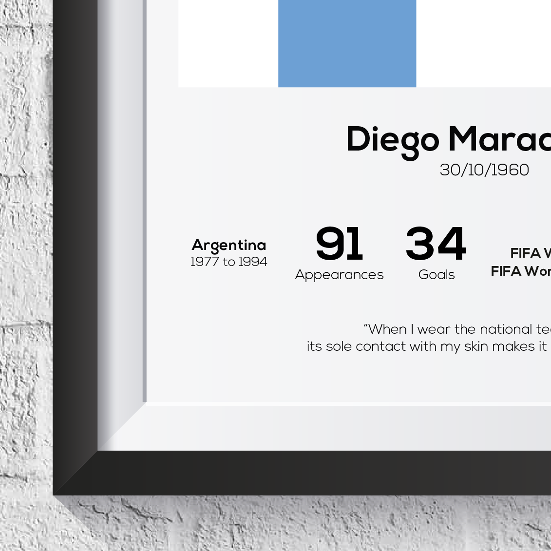 Diego Maradona Argentina Legend Stats Print