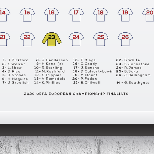 England Euro 2020 Finalists Squad Print - Man of The Match Football