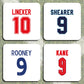 England Retro Striker Legends Football Coasters - Set of 4 - Man of The Match Football