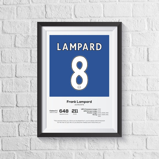Frank Lampard Chelsea Legend Stats Print - Man of The Match Football