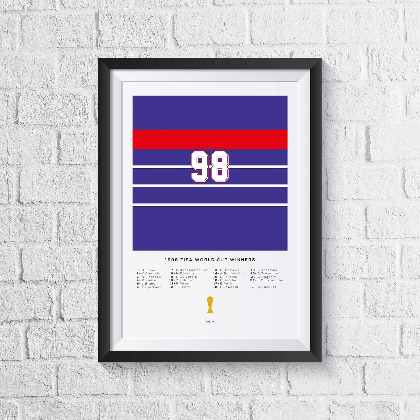 France 1998 World Cup Squad Print - Man of The Match Football