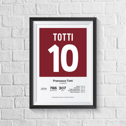 Francesco Totti Roma Legend Stats Print - Man of The Match Football
