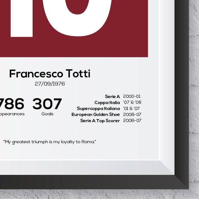 Francesco Totti Roma Legend Stats Print - Man of The Match Football