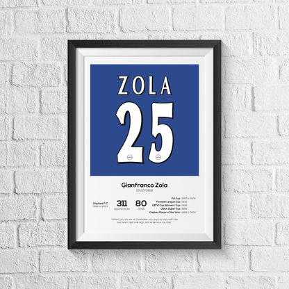 Gianfranco Zola Chelsea Legend Stats Print - Man of The Match Football