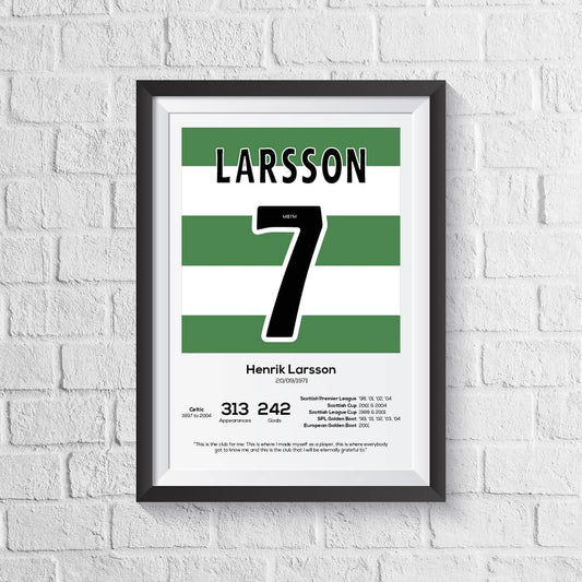 Henrik Larsson Celtic Legend Stats Print - Man of The Match Football