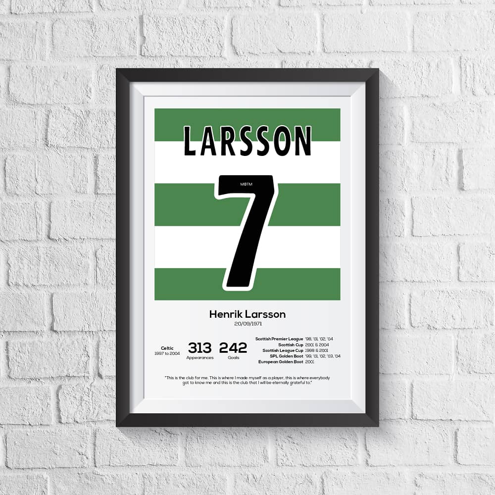 Henrik Larsson Celtic Legend Stats Print - Man of The Match Football