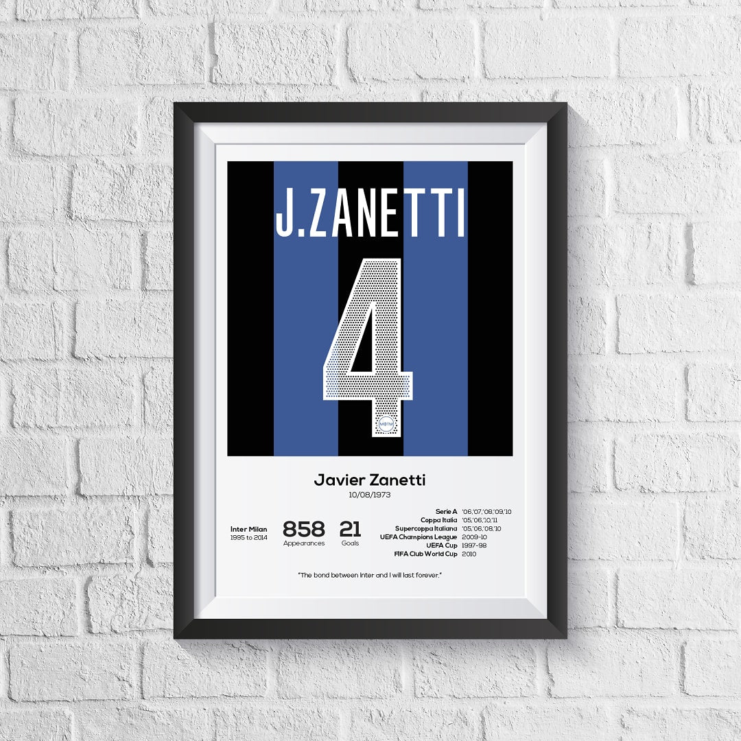Javier Zanetti Inter Milan Legend Stats Print - Man of The Match Football
