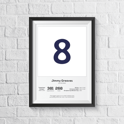Jimmy Greaves Tottenham Hotspur Legend Stats Print